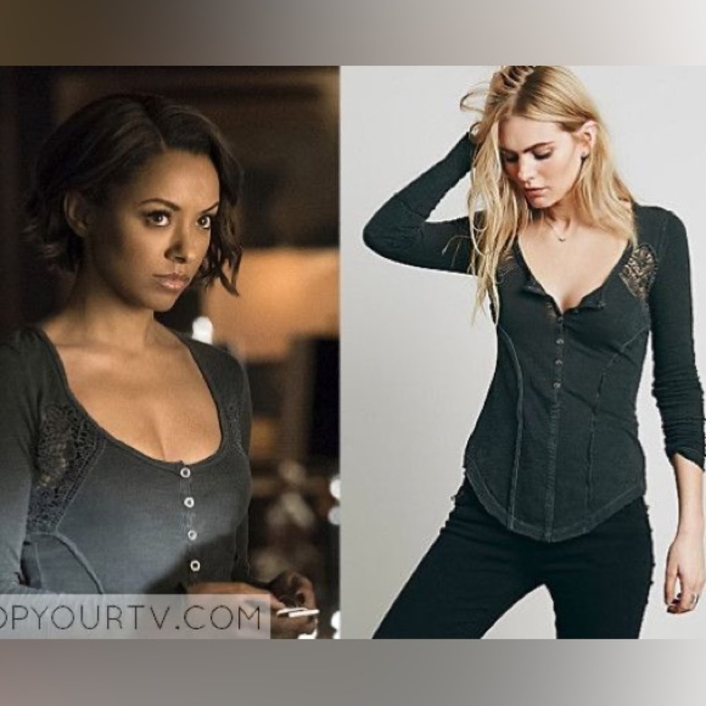 SOLD Free People | Keepsake Long Sleeve Crochet Inset Slub Henley Top - Picture 9 of 9